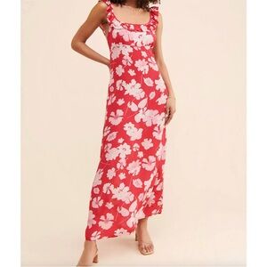 Lily & Lionel Anthropologie Martha Midi‎ Dress Womens Size 12 Red Floral Maxi
